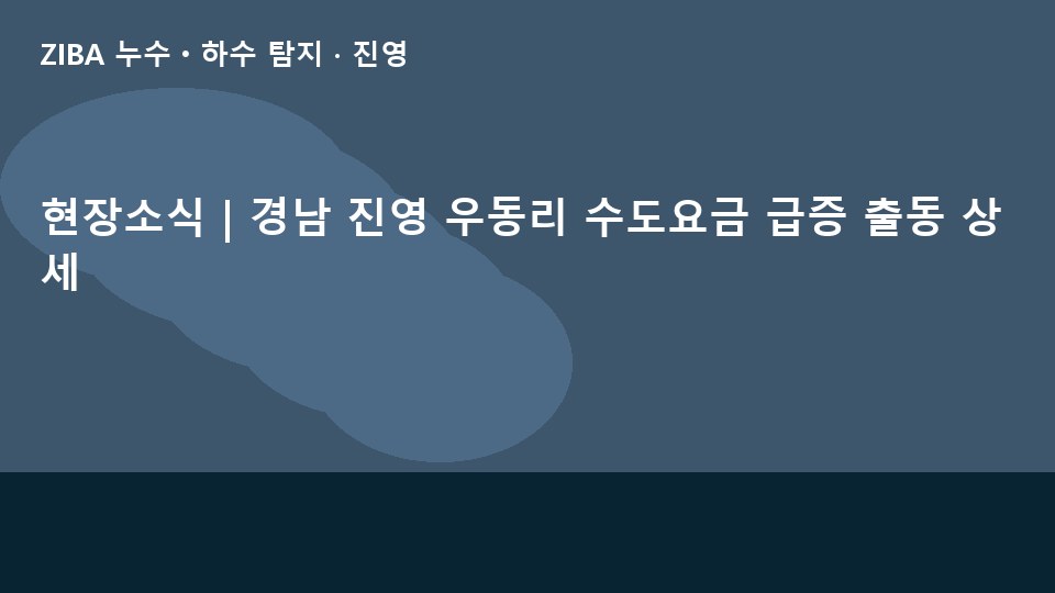 현장소식 | 경남 진영 우동리 수도요금 급증 출동 상세